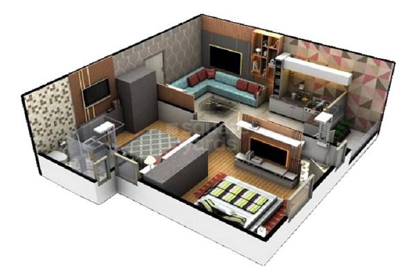 Floor plan of 2 BHK 476 Sq. Ft. Apartment in Tirupati The Elegant, Jaipur