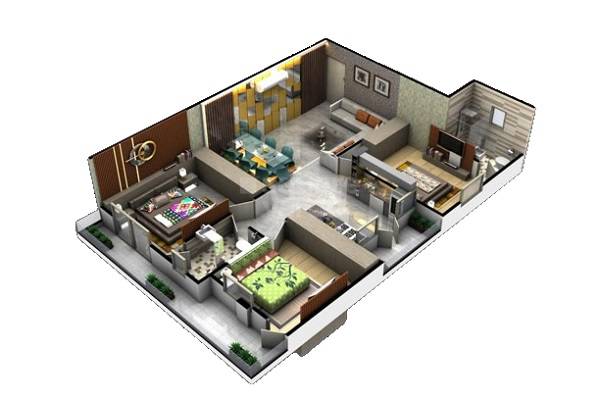 Floor plan of 3 BHK 819 Sq. Ft. Apartment in Tirupati The Elegant, Jaipur