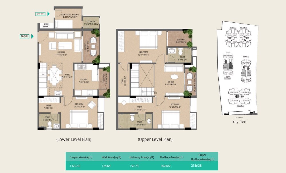Floor plan of 3 BHK 2186 Sq. Ft. Apartment in Trimurty Ariana, Jaipur