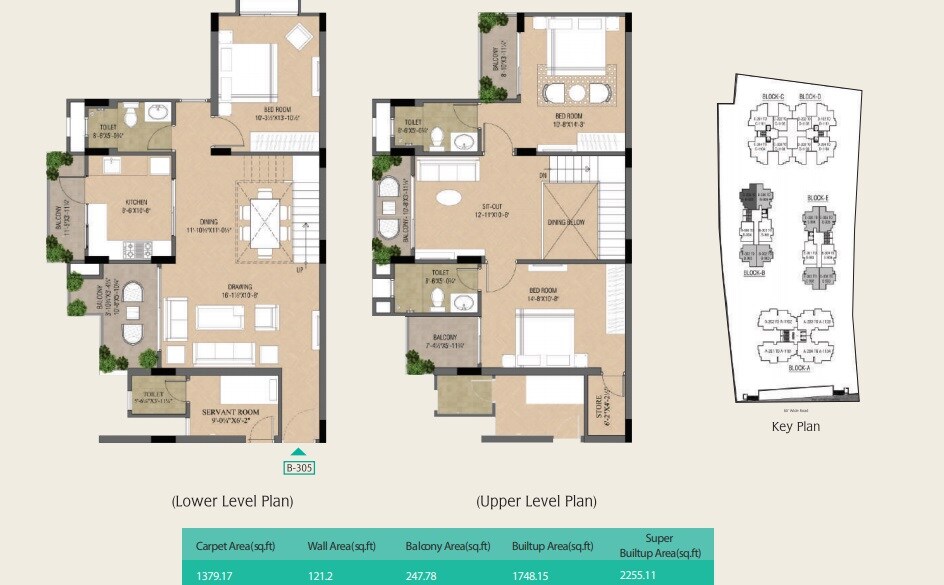 Floor plan of 3 BHK 2255 Sq. Ft. Apartment in Trimurty Ariana, Jaipur