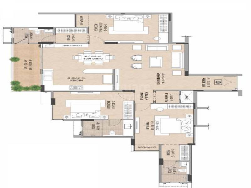 3 BHK 2112 Sq. Ft. Apartment