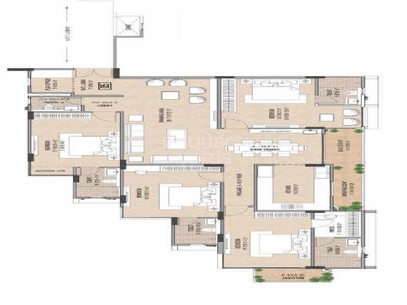 Floor plan of 4 BHK 2737 Sq. Ft. Apartment in Trimurty Divinity, Jaipur