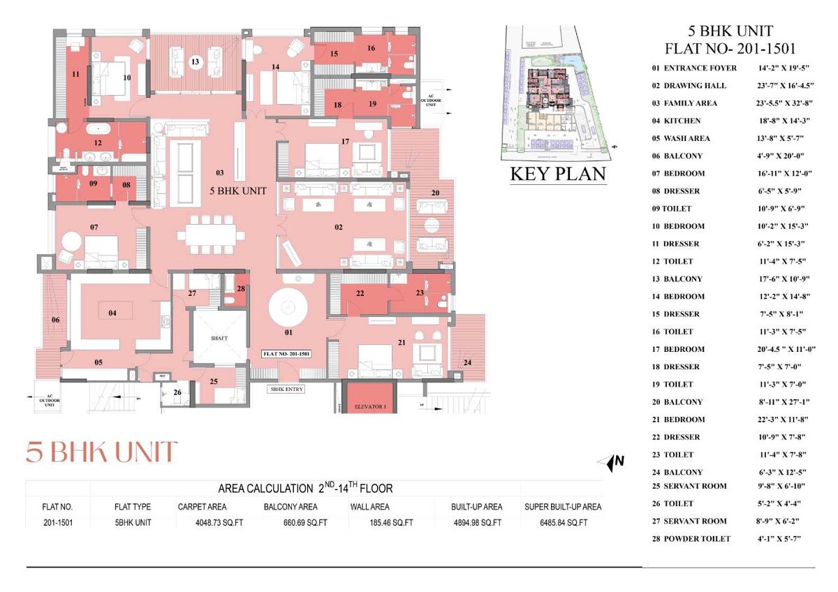 Floor plan of 5 BHK 6486 Sq. Ft. Apartment in Trimurty The Generals Retreat, Jaipur