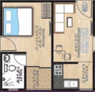 Floor plan of 1 BHK 462 Sq. Ft. Apartment in UDB Studio Suite, Jaipur