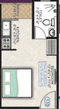 Floor plan of 328 Sq. Ft. Studio in UDB Studio Suite, Jaipur