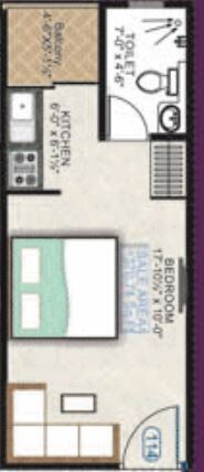 Floor plan of 340 Sq. Ft. Studio in UDB Studio Suite, Jaipur