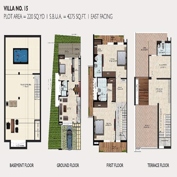 Floor plan of 3 BHK 1980 Sq. Ft. Villa in UDB Villa Grande, Jaipur