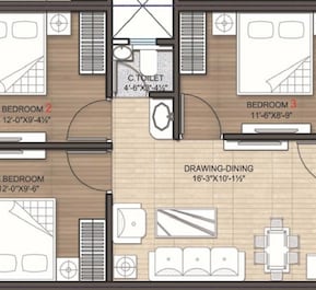 3 BHK 1038 Sq. Ft. Villa in Unique New Town