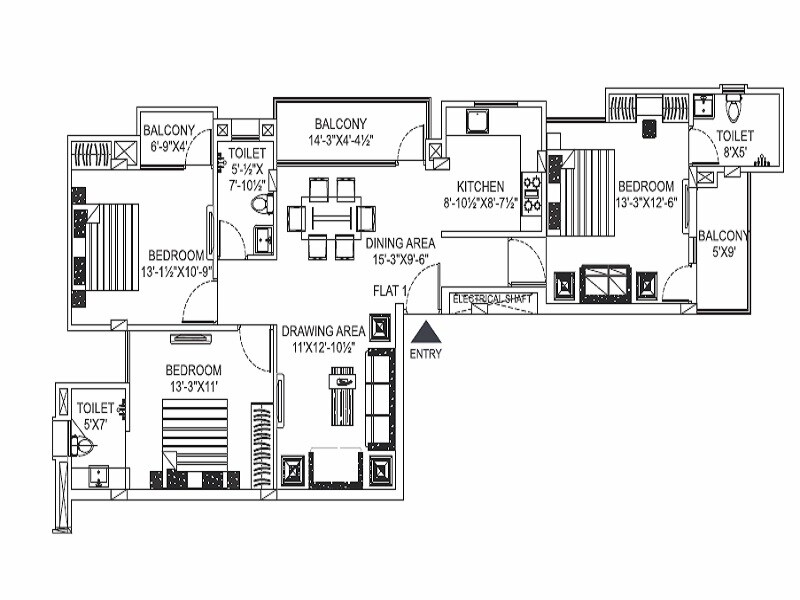 3 BHK 1667 Sq. Ft. Apartment