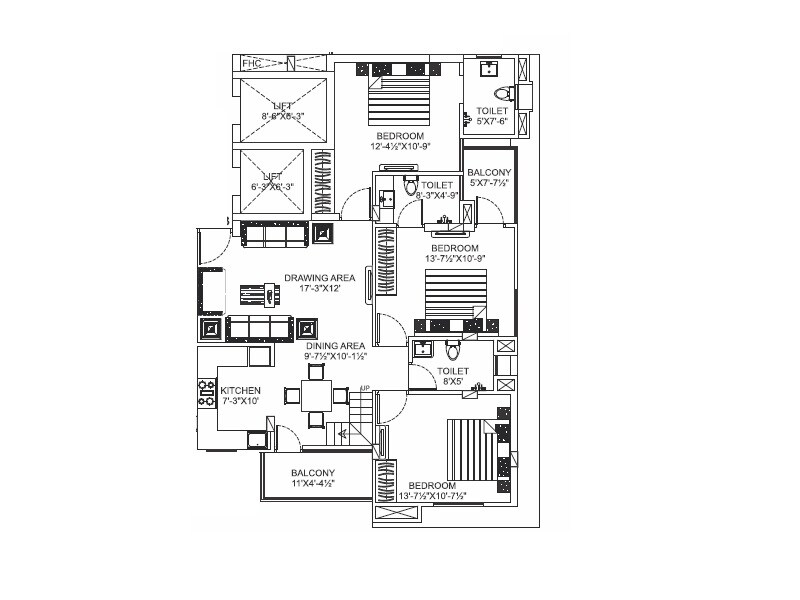 3 BHK 2309 Sq. Ft. Apartment