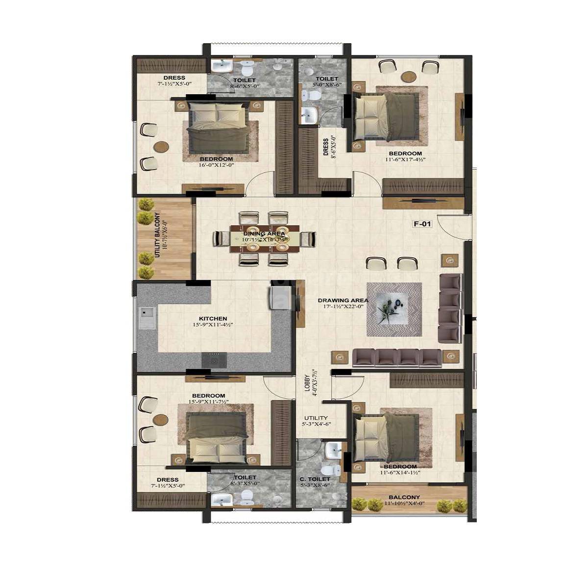 4 BHK 2660 Sq. Ft. Apartment