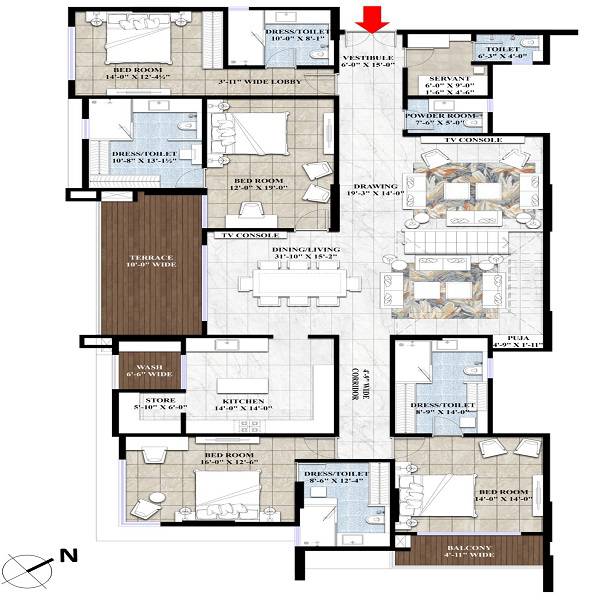 4 BHK 4171 Sq. Ft. Apartment