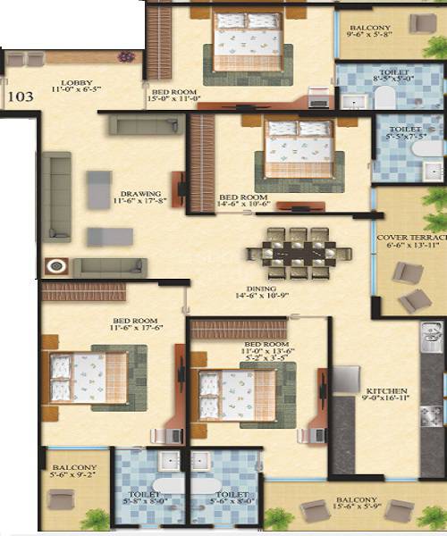 4 BHK 2548 Sq. Ft. Apartment