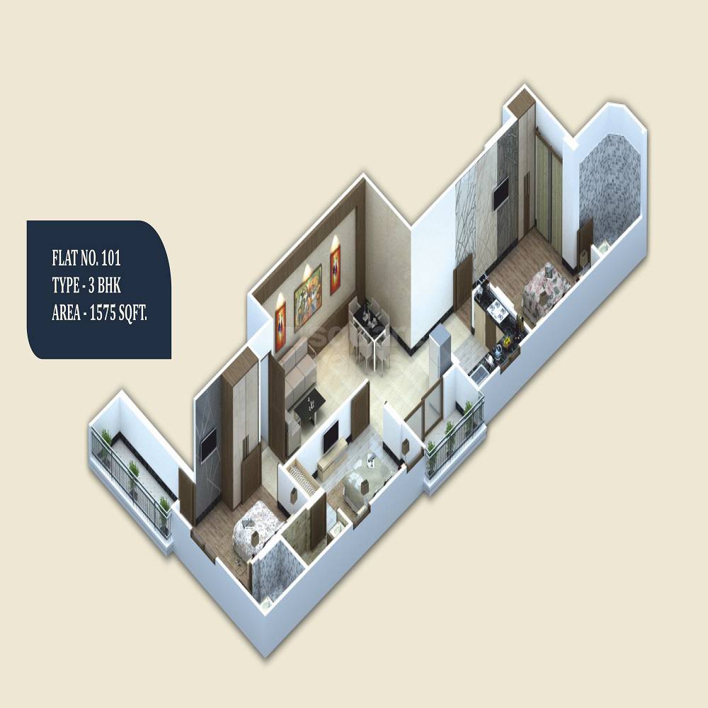 2 BHK 686 Sq. Ft. Apartment
