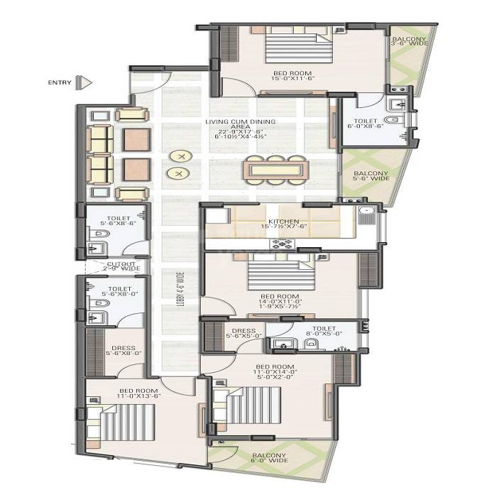 4 BHK 1660 Sq. Ft. Apartment