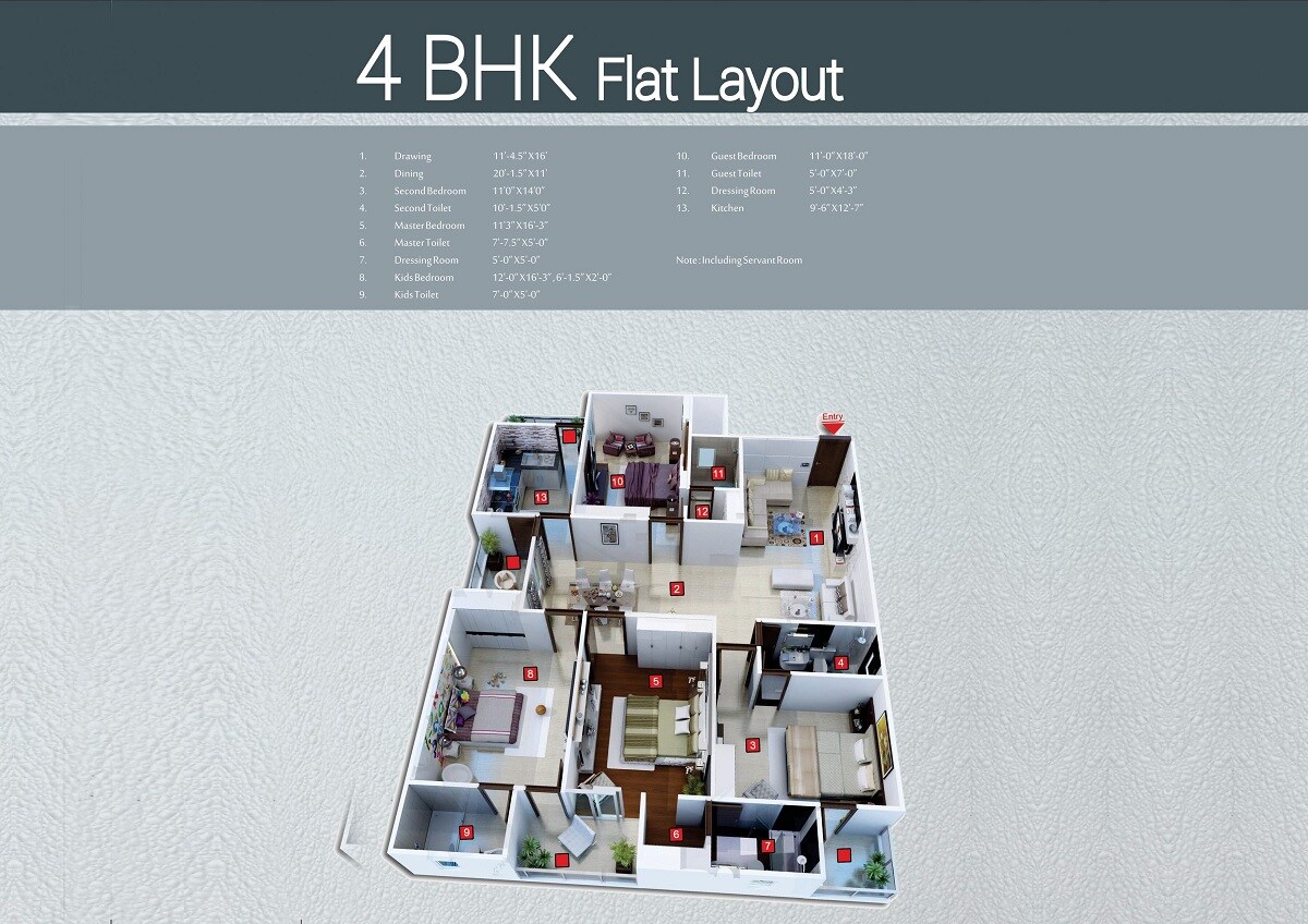 4 BHK 2070 Sq. Ft. Apartment