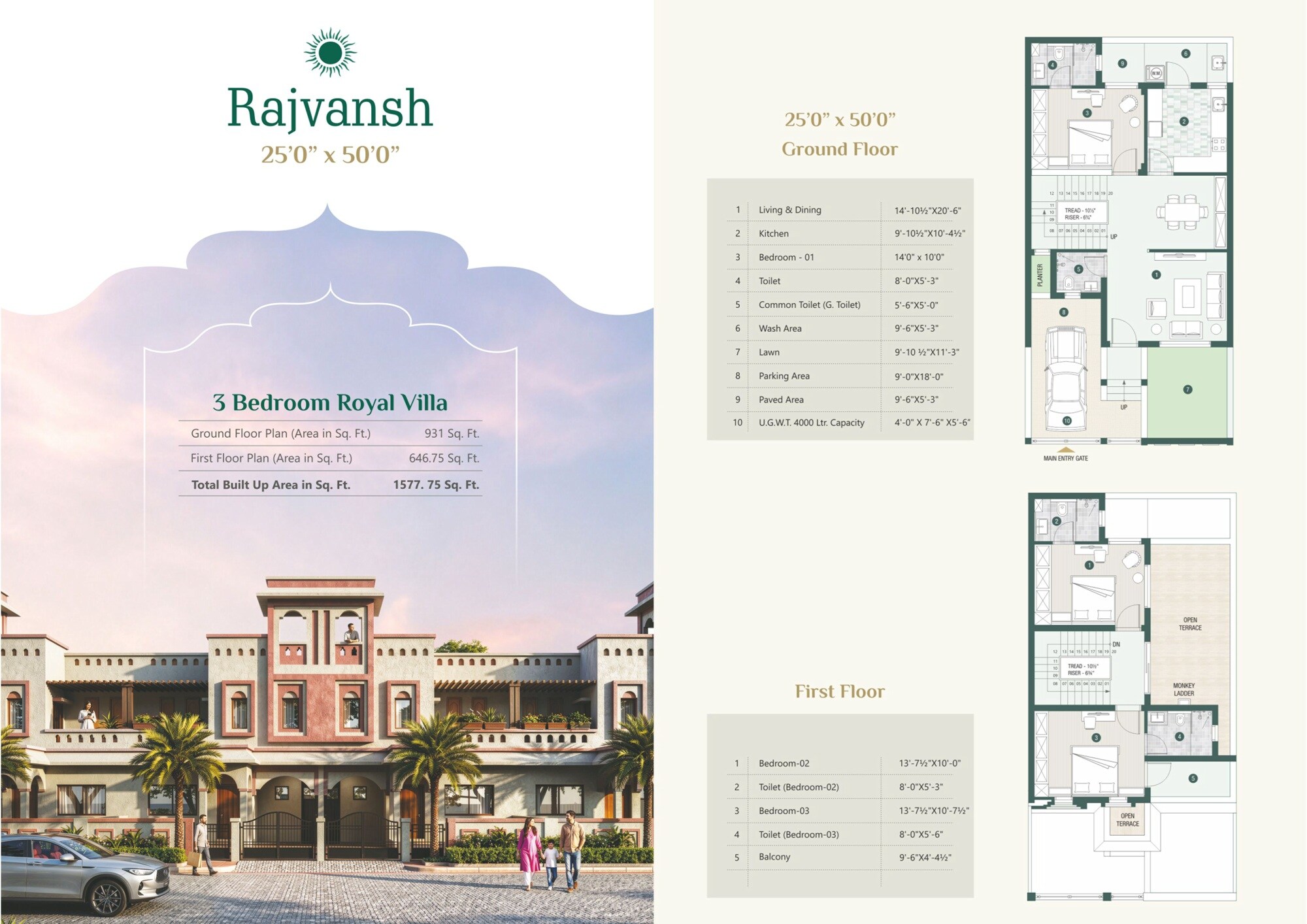 Floor plan of 3 BHK Villa - 1577 sq. ft. in Ashapurna Royal Parklands, Jodhpur