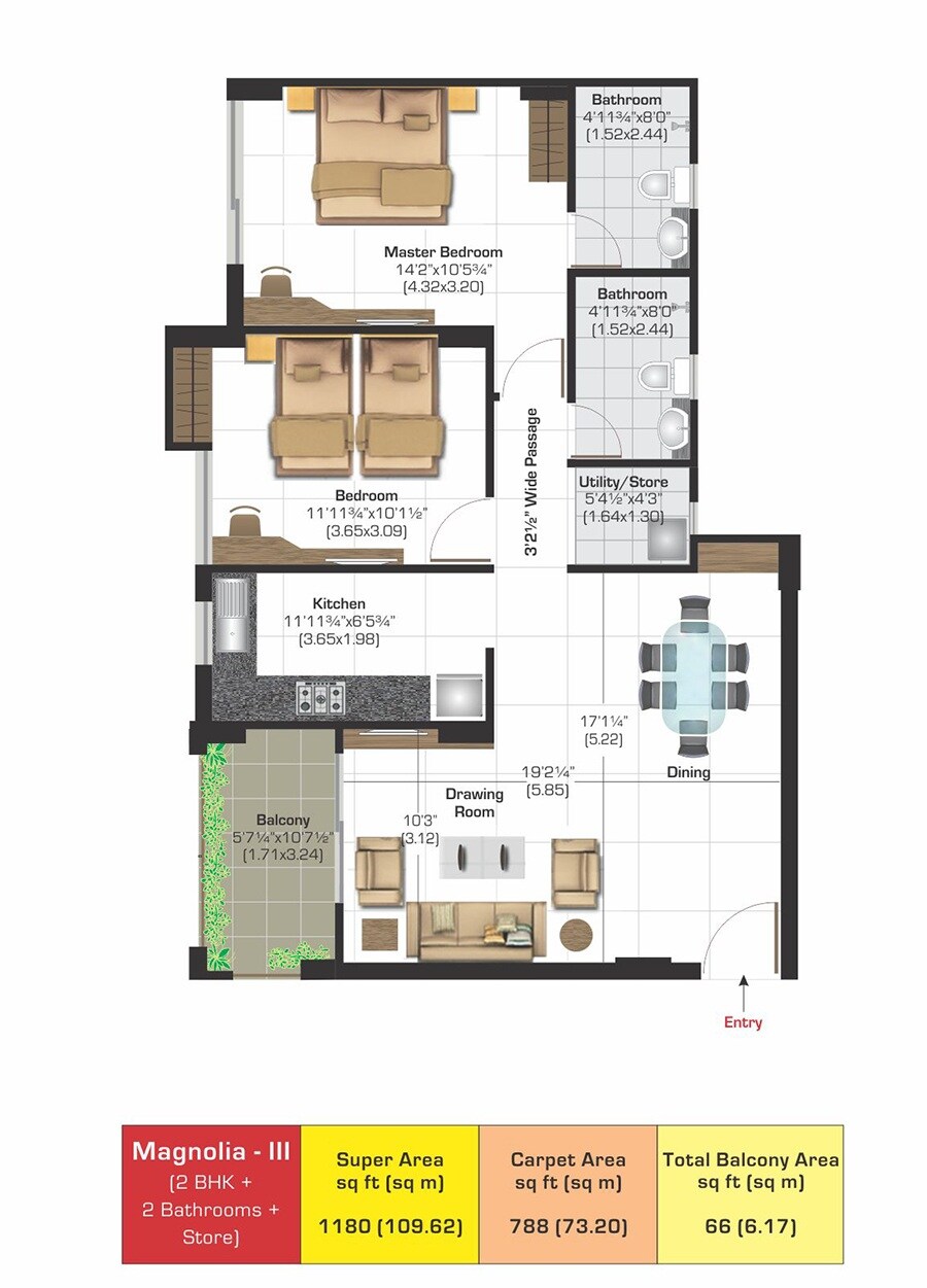 2 BHK 1180 Sq. Ft. Apartment