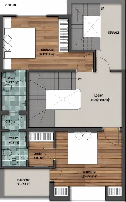 Floor plan of 3 BHK 950 Sq. Ft. Villa in Lariya Valley, Jodhpur
