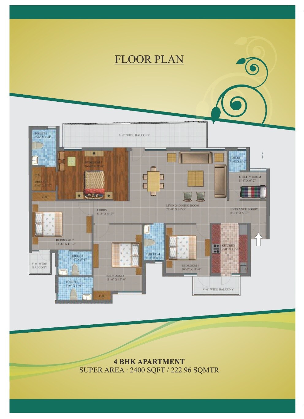 4 BHK 2400 Sq. Ft. Apartment