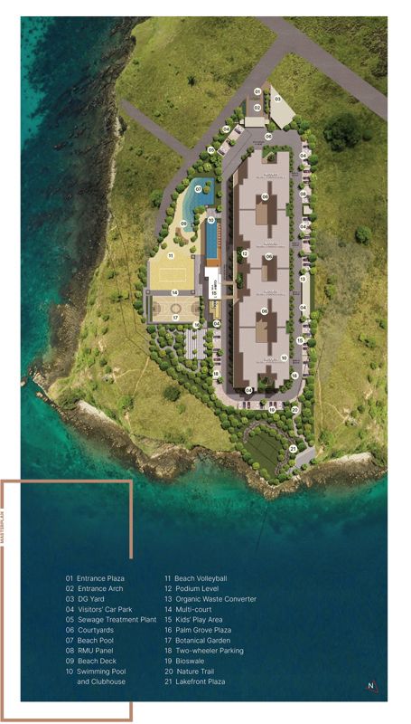 Sobha-Atlantis_an aerial view of a small town with a lighthouse