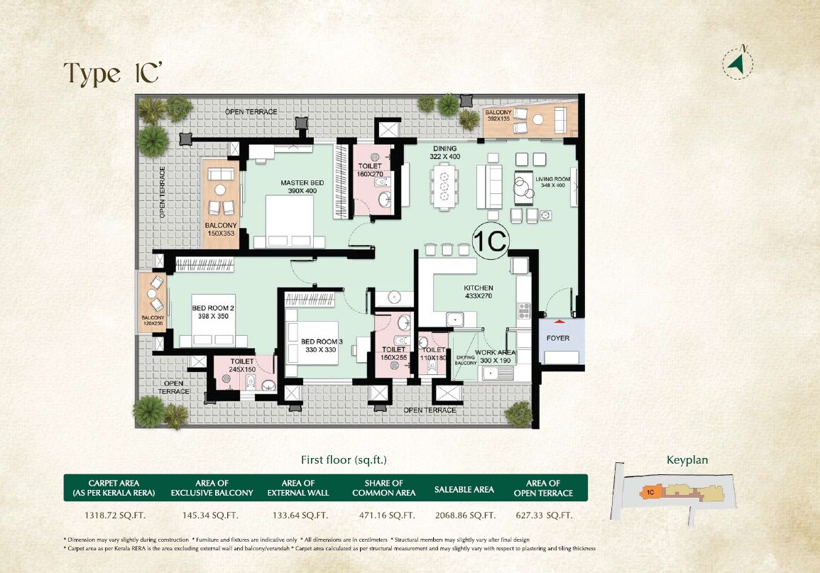 3 BHK 2069 Sq. Ft. Apartment