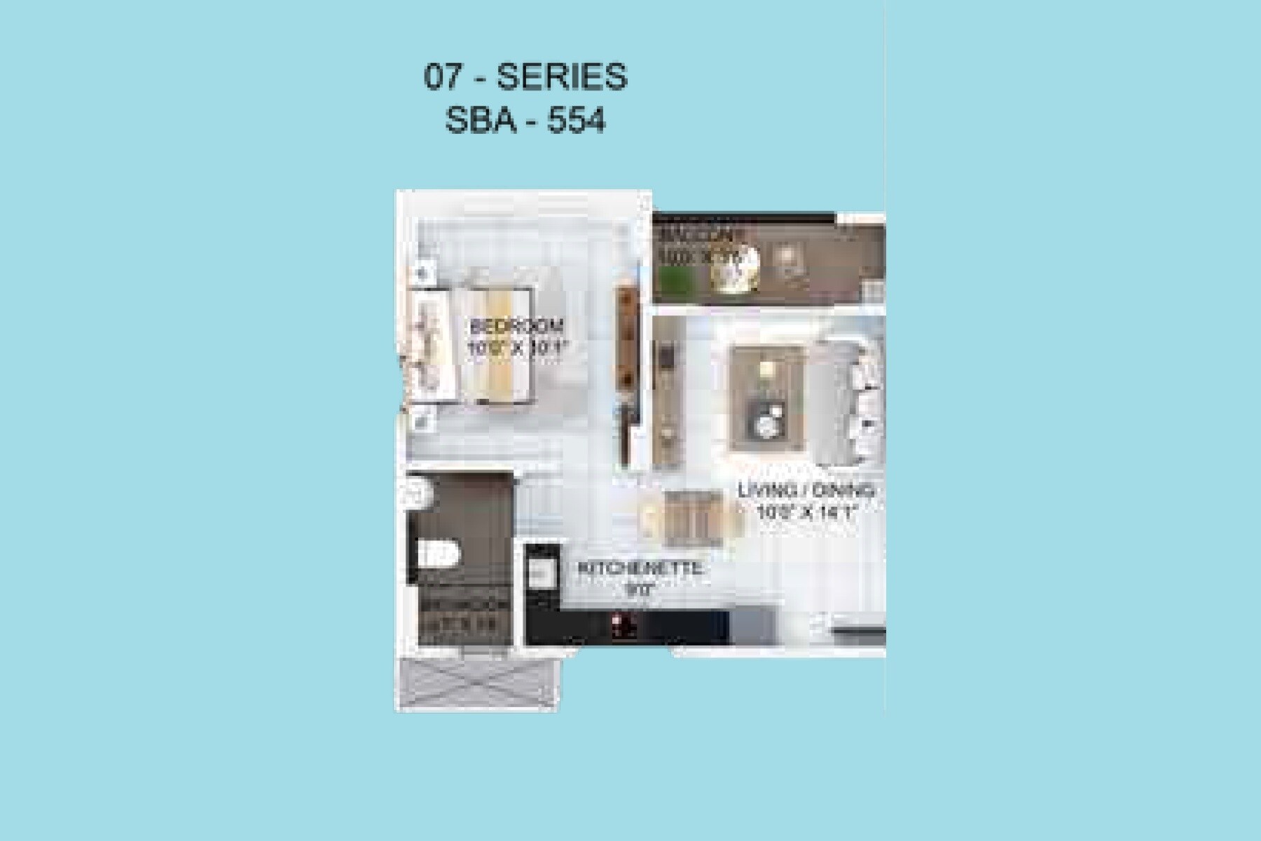 1 BHK 554 Sq. Ft. Apartment