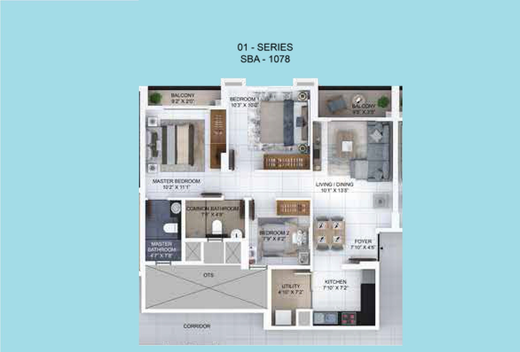 2 BHK 1078 Sq. Ft. Apartment