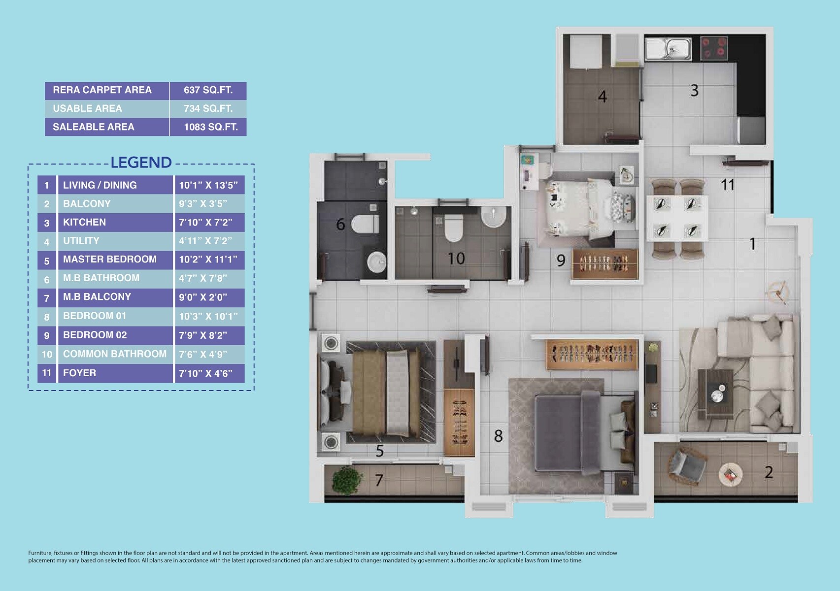 2 BHK 1083 Sq. Ft. Apartment