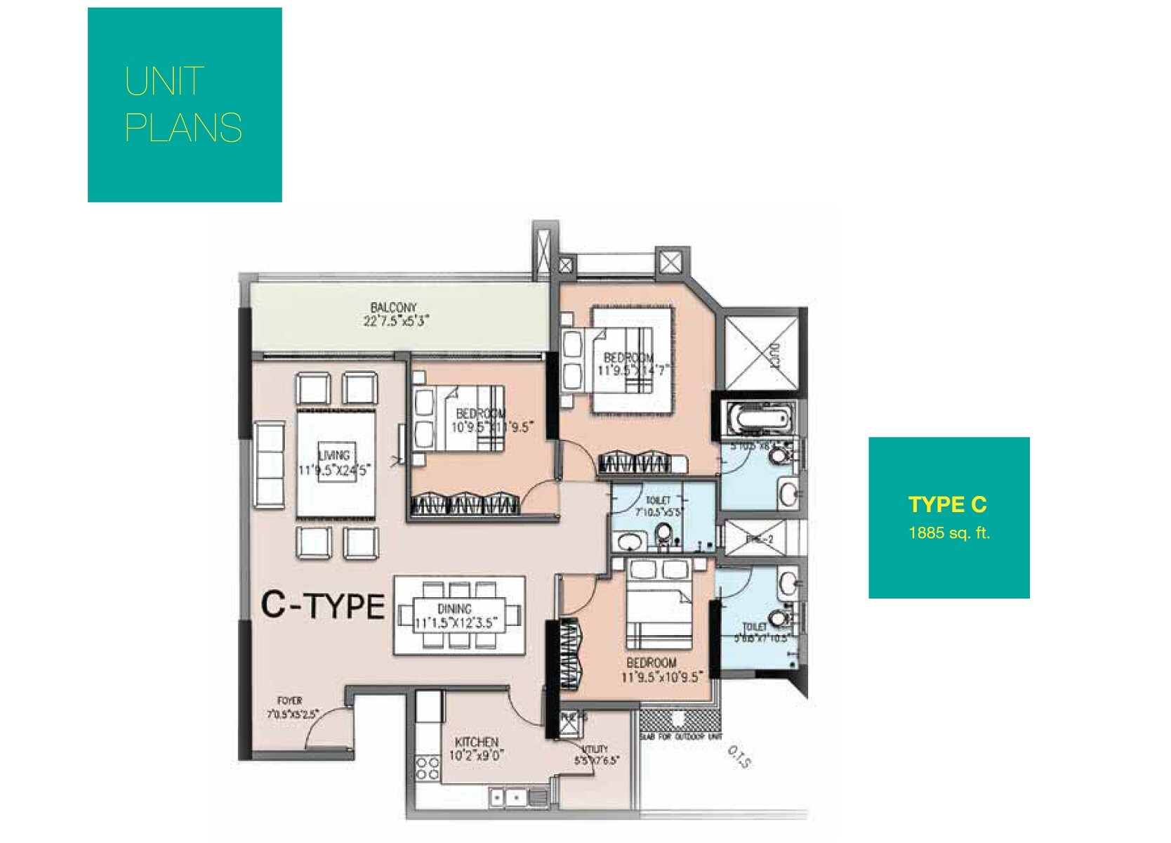 3 BHK 1885 Sq. Ft. Apartment