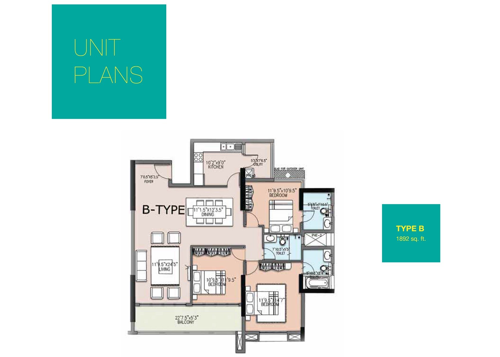 3 BHK 1892 Sq. Ft. Apartment