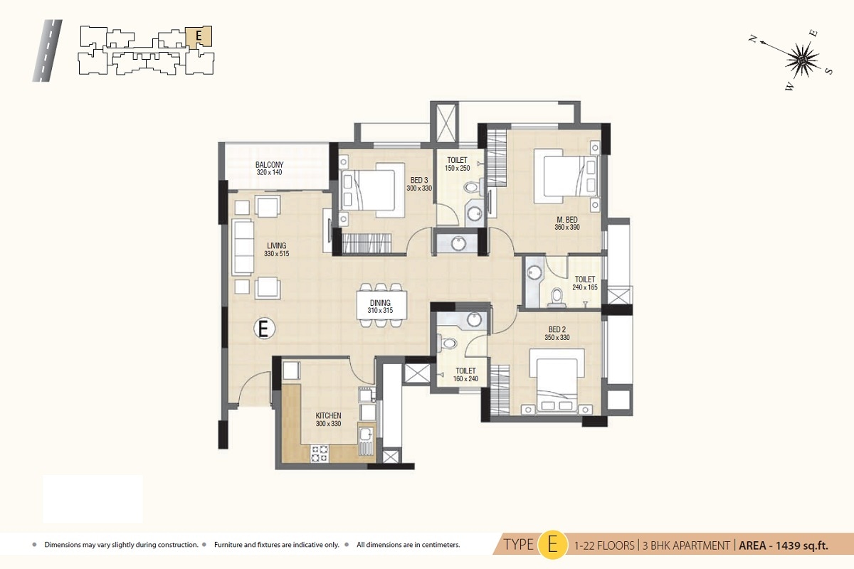 3 BHK 1439 Sq. Ft. Apartment