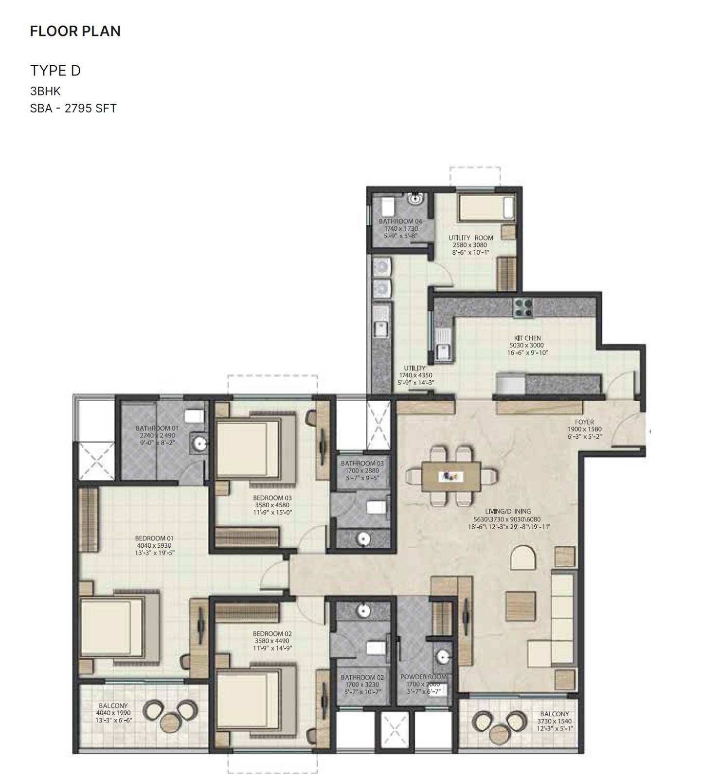 3 BHK 2795 Sq. Ft. Apartment