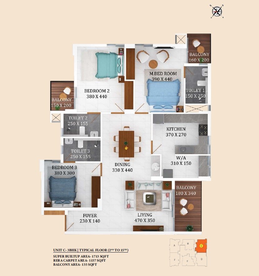 3 BHK 1713 Sq. Ft. Apartment