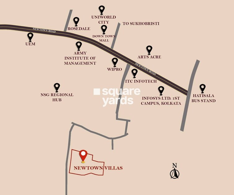 Shrachi Newtown Villas Location Image
