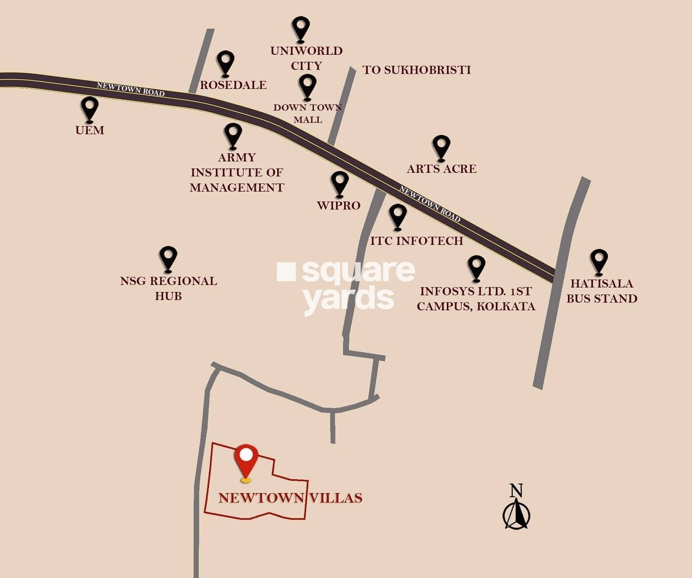 Shrachi Newtown Villas Location Image