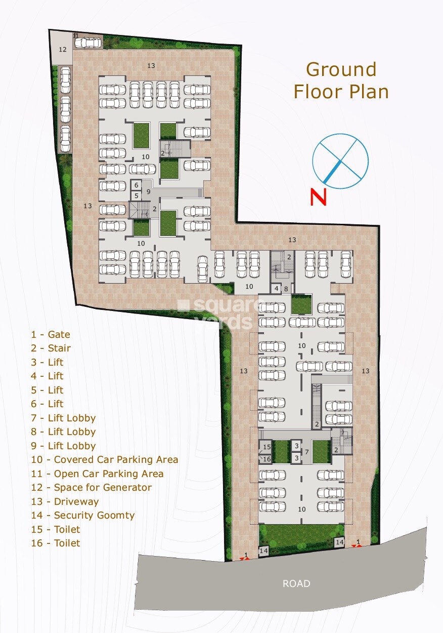 Vindhya-Sparsh_an aerial view of a building with a clock on it