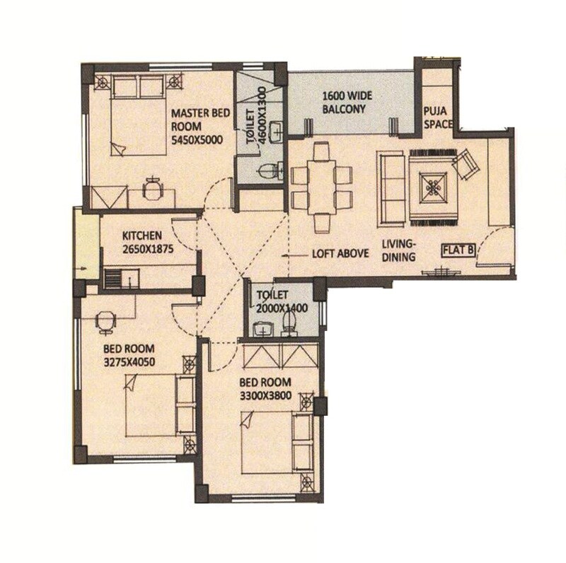3 BHK 1407 Sq. Ft. Apartment