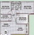 Floor plan of 3 BHK 1162 Sq. Ft. Apartment in Akshara Southern Breeze, Kolkata