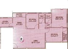 Floor plan of 3 BHK 1324 Sq. Ft. Apartment in Akshara Southern Breeze, Kolkata