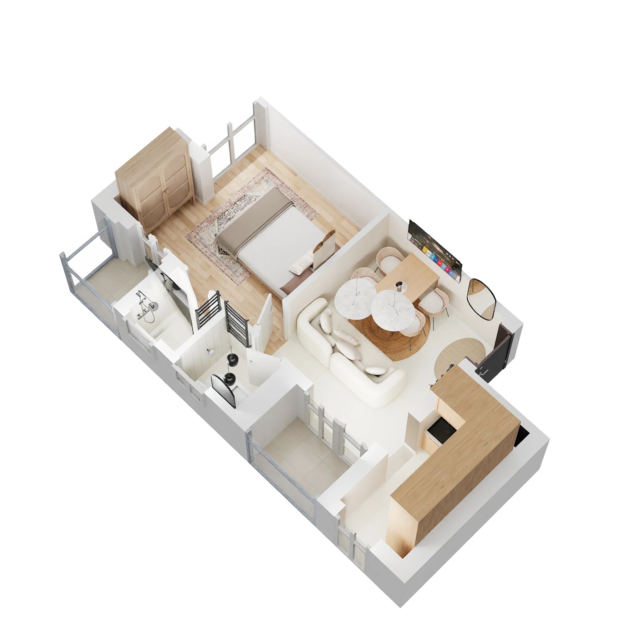 Floor plan of 1 BHK 540 Sq. Ft. Apartment in Alcove New Kolkata Sangam, Kolkata