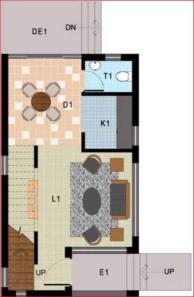 Floor plan of 1 BHK 900 Sq. Ft. Villa in Ambuja Neotia Gardenia 1 And 2 Villa, Kolkata