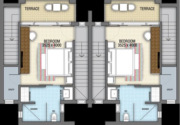 Floor plan of 1 BHK 900 Sq. Ft. Villa in Ambuja Neotia Spa Villa, Kolkata