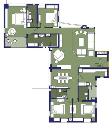 Floor plan of 5 BHK 5739 Sq. Ft. Apartment in Ambuja Neotia Upohar Luxury Gold, Kolkata