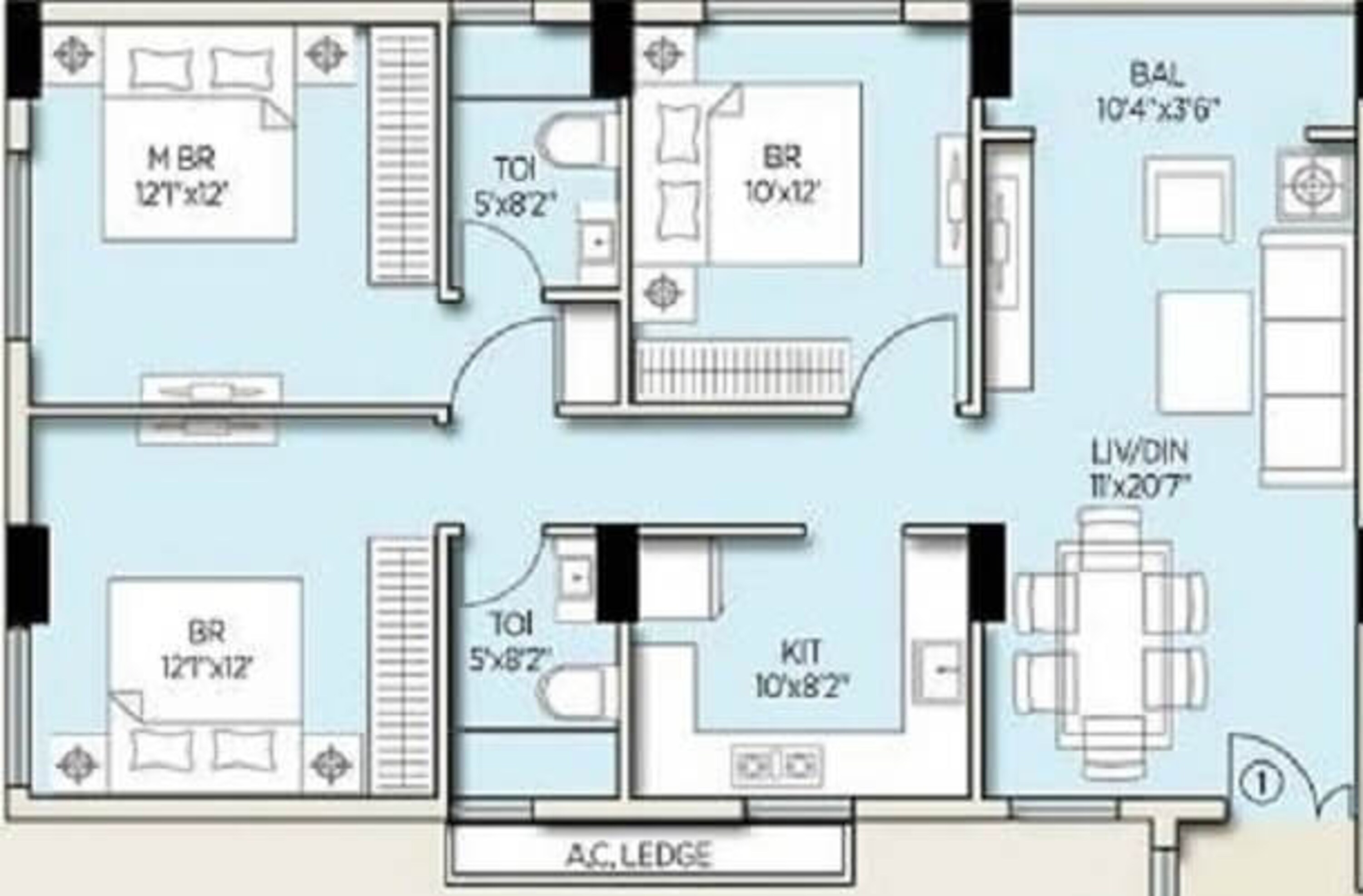 amit realty and shree rsh group ecos apartment 3bhk 1369sqft 1