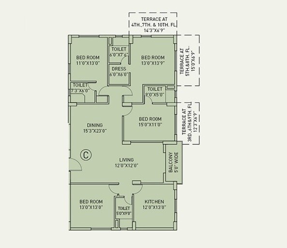 4 BHK 2451 Sq. Ft. Apartment