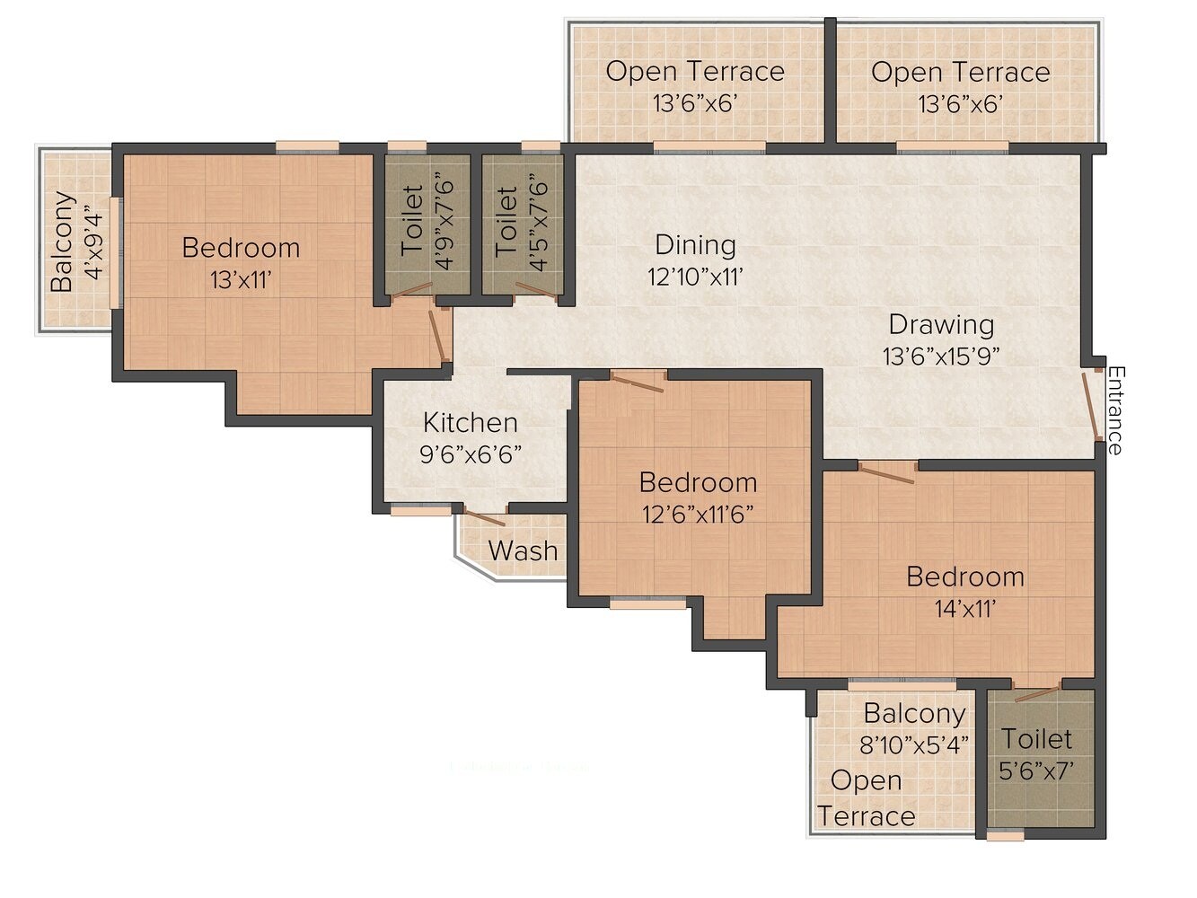 3 BHK 1718 Sq. Ft. Apartment