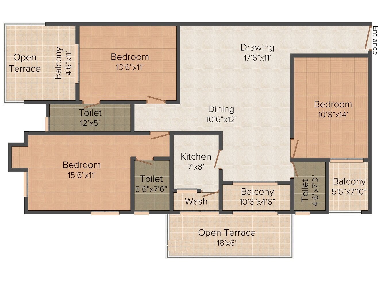 3 BHK 1967 Sq. Ft. Apartment