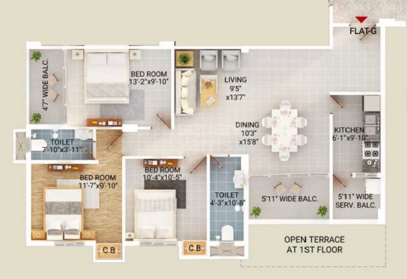 3 BHK 1478 Sq. Ft. Apartment