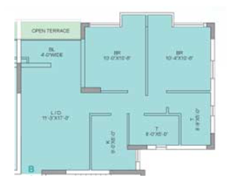 Floor plan of 2 BHK 867 Sq. Ft. Apartment in Atri Aqua, Kolkata